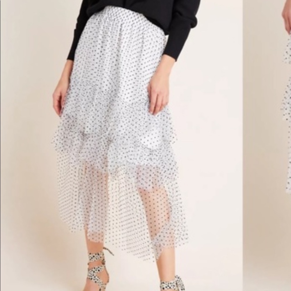 Anthropologie Polka Dot Tulle Skirt